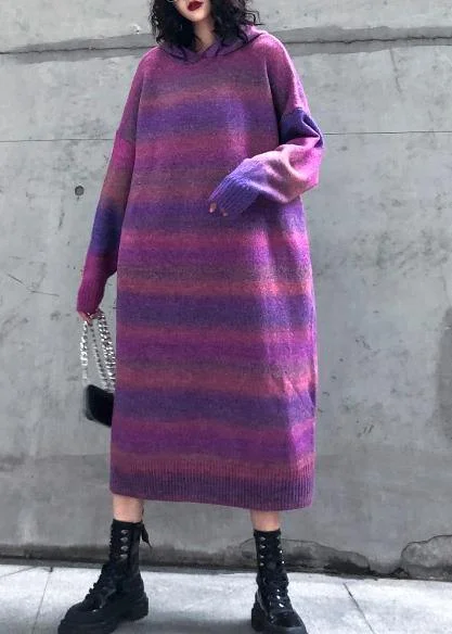 Longline Women's Mohair Sweater Dresses in a Loose FitChunky rose purple Sweater Wardrobes Moda hooded thick Art knitwear Longline Women's Mohair Sweater Dresses in a Loose FitChunky rose purple Sweater Wardrobes Moda hooded thick Art knitwear