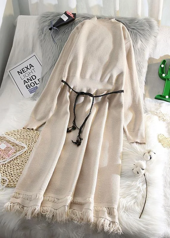 Short Sleeve Women's Cashmere Sweater Dresses in Pastel HuesFor Spring tassel Sweater weather fashion beige Hipster knitted dress Short Sleeve Women's Cashmere Sweater Dresses in Pastel HuesFor Spring tassel Sweater weather fashion beige Hipster knitted dress