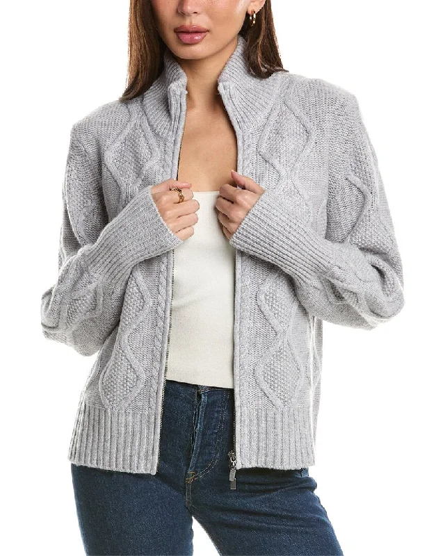 Knee - Length Women's Wool Blend Sweater Dresses in Neutral ColorsForte Cashmere Luxe Cable Zip Mock Wool & Cashmere-Blend Cardigan Knee - Length Women's Wool Blend Sweater Dresses in Neutral ColorsForte Cashmere Luxe Cable Zip Mock Wool & Cashmere-Blend Cardigan