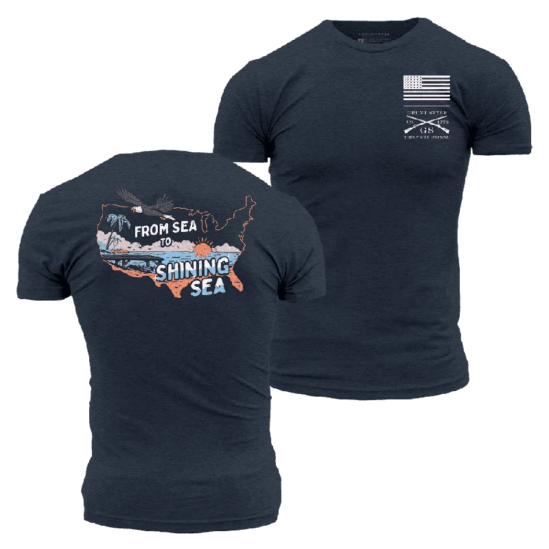Crew Neck Women T Shirt with a Timeless DesignFrom Sea To Shining Sea T-Shirt - Midnight Navy