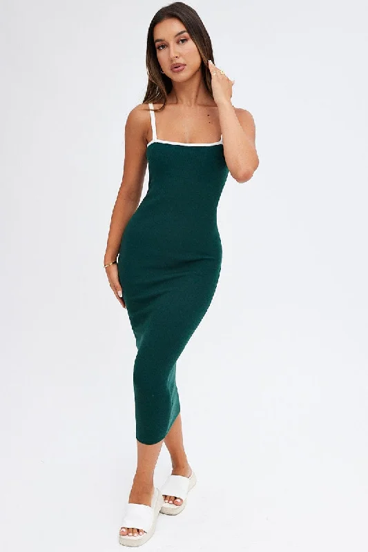 Plus Size Women's Tunic - Style Sweater Dresses with PocketsGreen Knit Dress Sleeveless Midi Contrast Bind Plus Size Women's Tunic - Style Sweater Dresses with PocketsGreen Knit Dress Sleeveless Midi Contrast Bind
