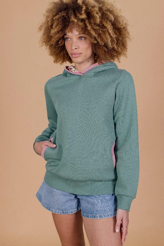 High - Low Hem Women's Cashmere - Blended SweatersHoodie Annemarie Mint & Pink