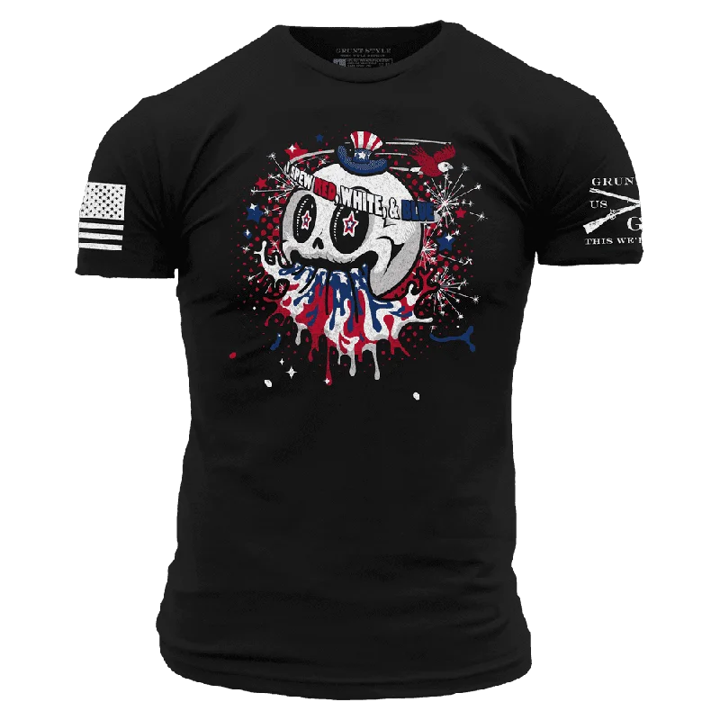 Crew Neck Women T Shirt with a Timeless DesignI Spew Red, White, & Blue T-Shirt - Black Crew Neck Women T Shirt with a Timeless DesignI Spew Red, White, & Blue T-Shirt - Black