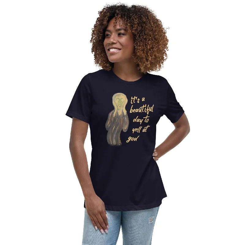 Ringer T Shirt Women with Retro - Inspired StripesIt's a beautiful day to yell at god - Women's T-Shirt Ringer T Shirt Women with Retro - Inspired StripesIt's a beautiful day to yell at god - Women's T-Shirt