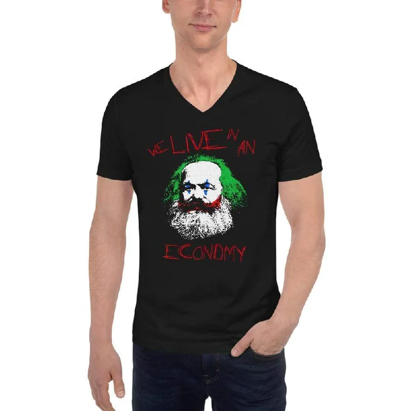 Crew Neck Women T Shirt with a Timeless DesignJoker Philosophers - Marx: We live in an economy - Unisex V-Neck T-Shirt