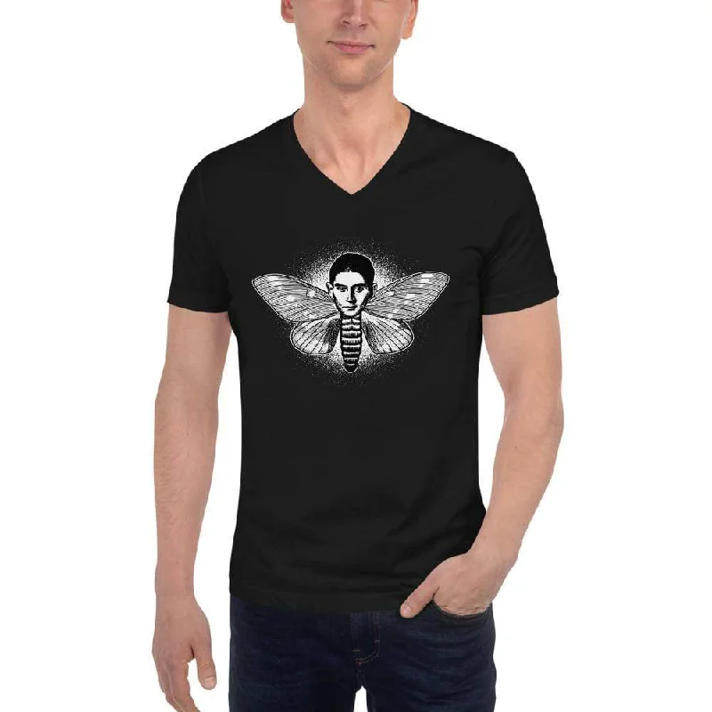 Floral Print Women T Shirt for a Feminine TouchKafka the Moth - Unisex V-Neck T-Shirt Floral Print Women T Shirt for a Feminine TouchKafka the Moth - Unisex V-Neck T-Shirt
