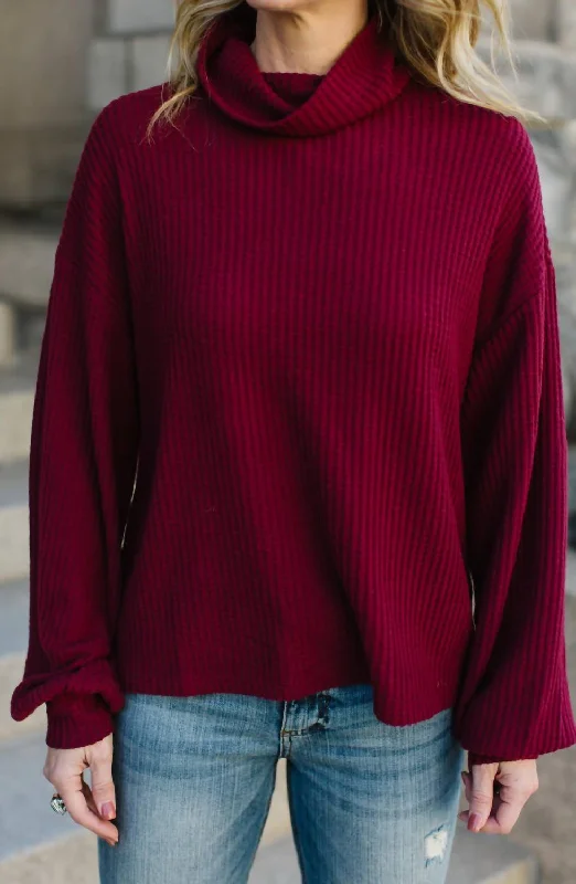 A - Line Women's Merino Wool Sweater Dresses in Classic StylesKlara Waffle Turtleneck Sweater In Garnet A - Line Women's Merino Wool Sweater Dresses in Classic StylesKlara Waffle Turtleneck Sweater In Garnet