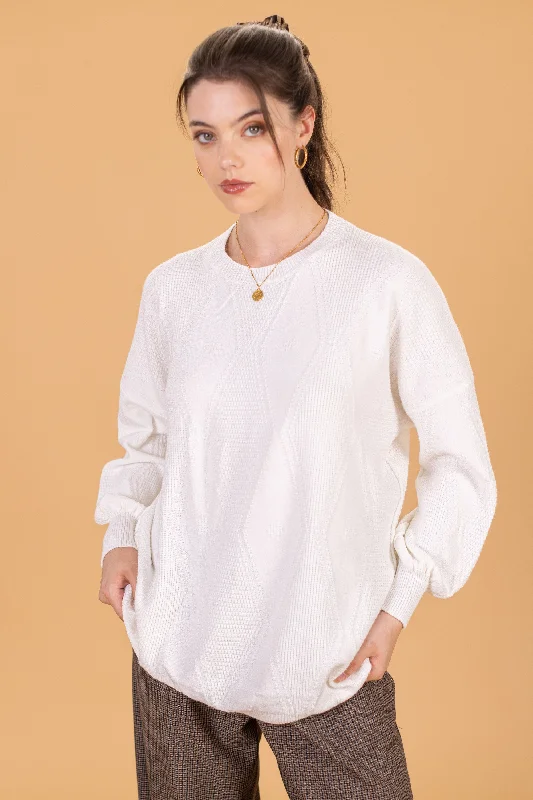 Cropped Women's Angora Blend Sweaters for a Trendy LookKnit Sweater Henri White