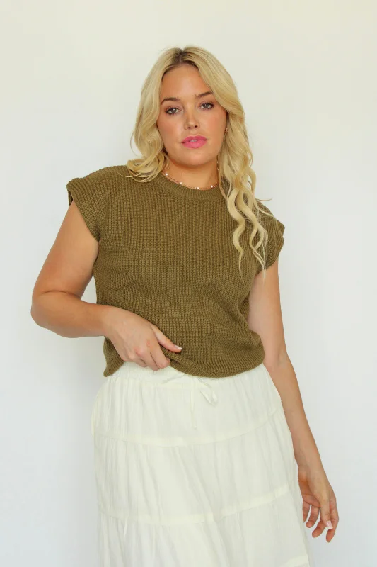 Open - Front Women's Cardigan - Style Mohair SweatersLeah Sweater Tank In Olive