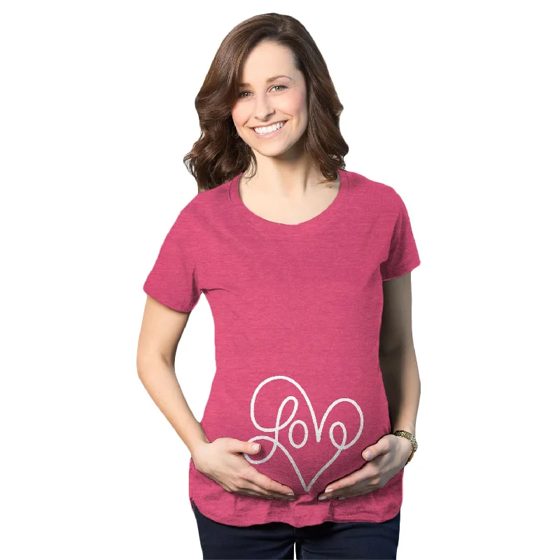 Crop Top Women T Shirt to Pair with High - Waisted BottomsLove Script Heart Maternity T Shirt Crop Top Women T Shirt to Pair with High - Waisted BottomsLove Script Heart Maternity T Shirt