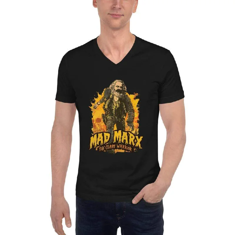 Muscle Women T Shirt for a Sporty and Casual LookMad Marx - The Class Warrior - Unisex V-Neck T-Shirt Muscle Women T Shirt for a Sporty and Casual LookMad Marx - The Class Warrior - Unisex V-Neck T-Shirt