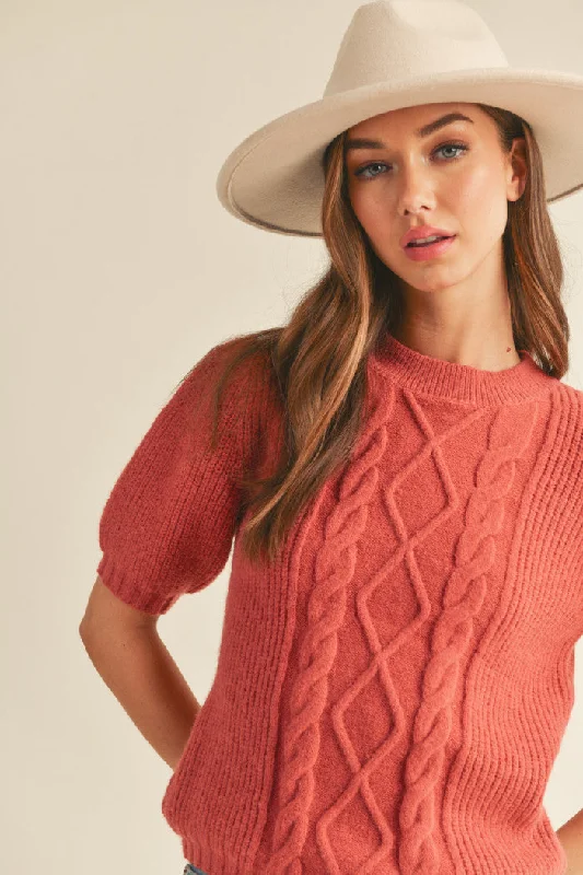 Sleeveless Women's Silk - Trimmed Sweaters for SummerMarcy Knit Puff Sleeve Sweater