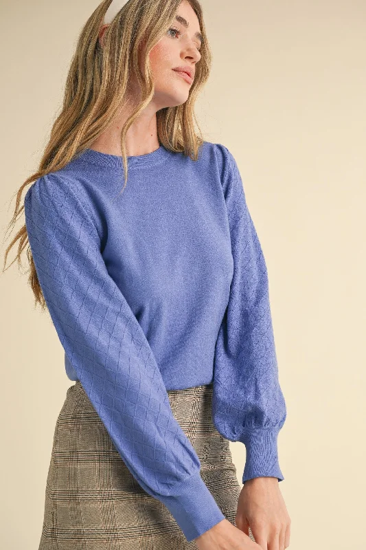 Open - Front Women's Cardigan - Style Mohair SweatersMarcy Textured Diamond Sleeve Sweater