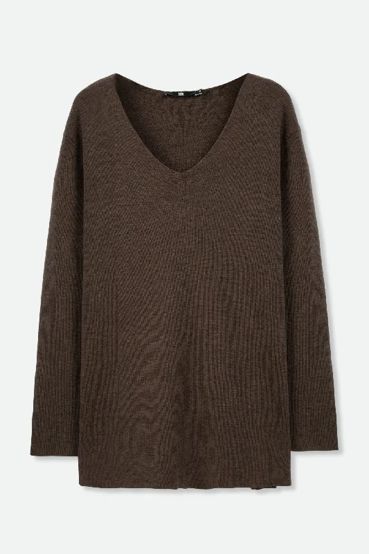 Plus Size Women's Belted Cable Knit SweatersSTELLA V NECK TUNIC IN ITALIAN MERINO
