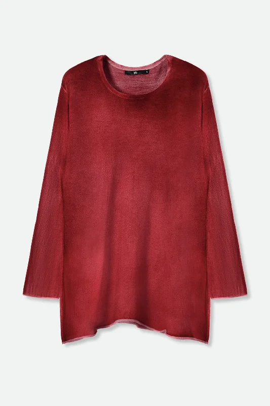 Plus Size Women's Ruffled Hem Sweaters in Floral PrintsMATTIA RELAXED CREW IN HAND-DYED CASHMERE Plus Size Women's Ruffled Hem Sweaters in Floral PrintsMATTIA RELAXED CREW IN HAND-DYED CASHMERE