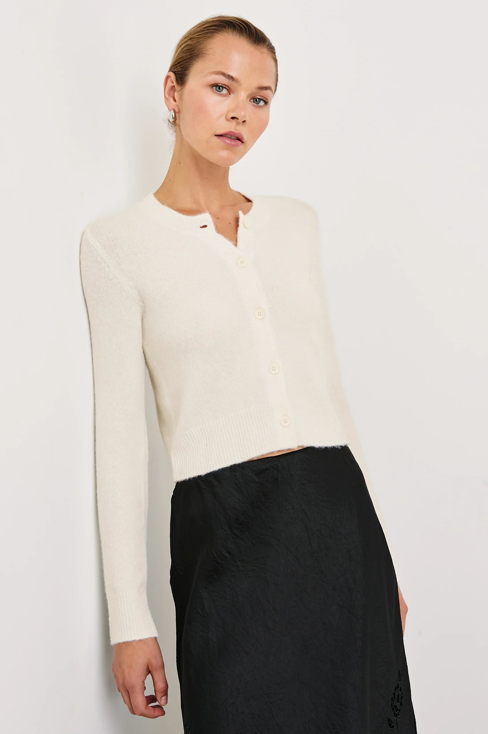 V - Neck Women's Ribbed Wool Sweaters for FallMatilda Sweater in Ivory