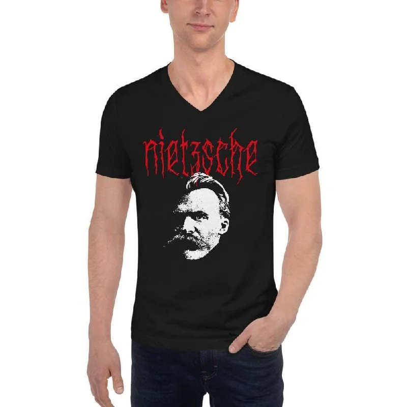 Moisture - Wicking Women T Shirt for Active LifestylesMetal Philosophers - Nietzsche - Unisex V-Neck T-Shirt Moisture - Wicking Women T Shirt for Active LifestylesMetal Philosophers - Nietzsche - Unisex V-Neck T-Shirt