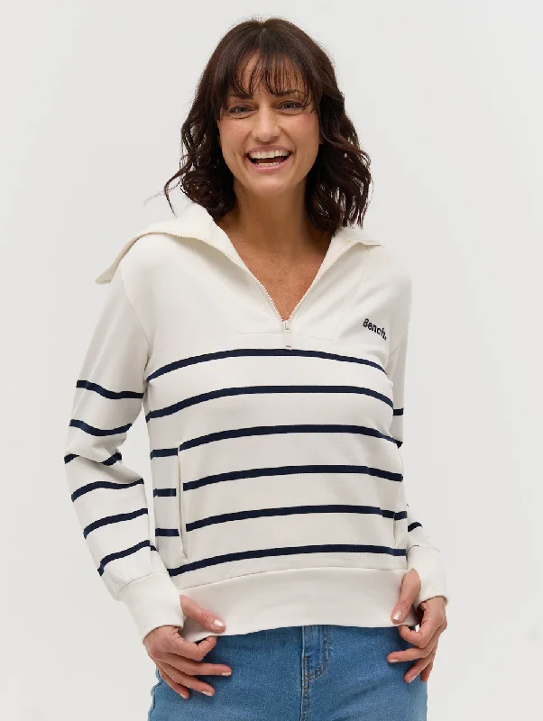 Plus Size Women's Open - Front Cardigan Style Sweater DressesNara Half-Zip Stripe Sweater Plus Size Women's Open - Front Cardigan Style Sweater DressesNara Half-Zip Stripe Sweater