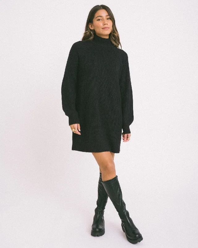 Plus Size Women's Embroidered Sweaters in Ethnic StylesTimmy Knit Dress Black