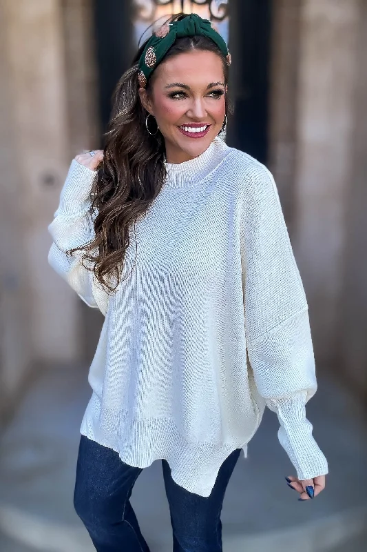 Cropped Women's Angora Blend Sweaters for a Trendy LookOver The Meadow Cream Side Slit Oversized Sweater Cropped Women's Angora Blend Sweaters for a Trendy LookOver The Meadow Cream Side Slit Oversized Sweater