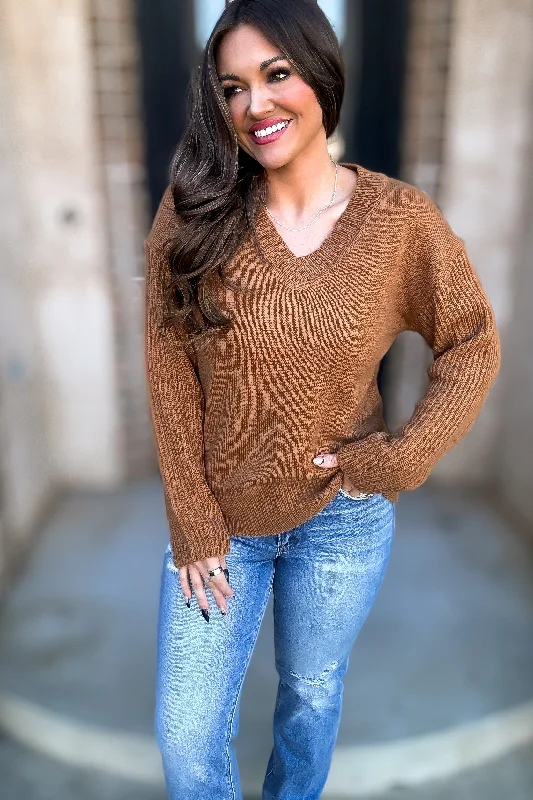 Mock Neck Women's Alpaca Wool Sweaters in Earth TonesPer Usual Toffee Back & Sleeves Textured Knit Sweater Top