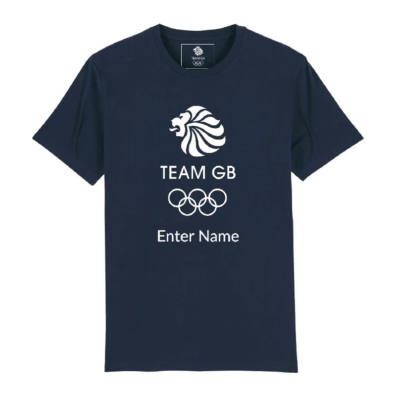 Distressed Women T Shirt with a Laid - Back AestheticPersonalised Logo Navy T-shirt