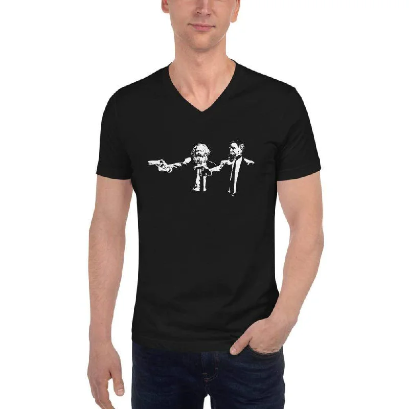 Sequined Women T Shirt for a Sparkly Night OutPhilo Fiction - Marx & Engels - Unisex V-Neck T-Shirt Sequined Women T Shirt for a Sparkly Night OutPhilo Fiction - Marx & Engels - Unisex V-Neck T-Shirt