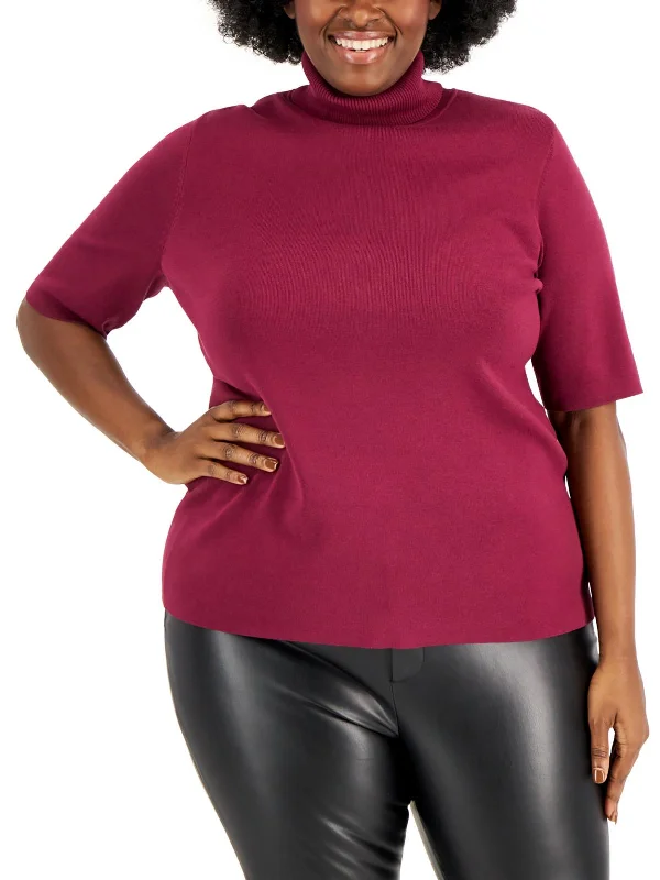 Plus Size Women's Asymmetric Hem Sweater Dresses in Modern DesignsPlus Womens Knit Elbow Sleeve Turtleneck Sweater Plus Size Women's Asymmetric Hem Sweater Dresses in Modern DesignsPlus Womens Knit Elbow Sleeve Turtleneck Sweater