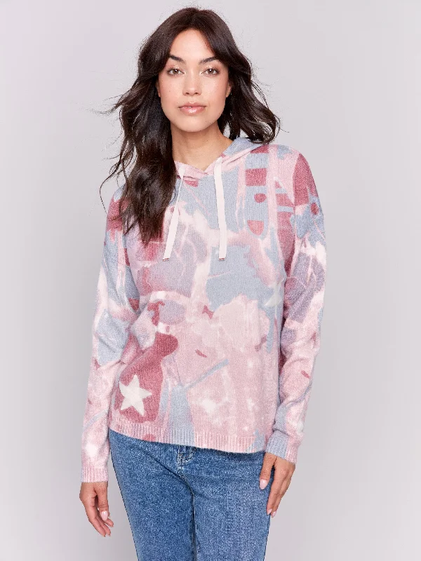 Plus Size Women's Belted Cable Knit SweatersPrinted Hoodie Sweater - Woodrose
