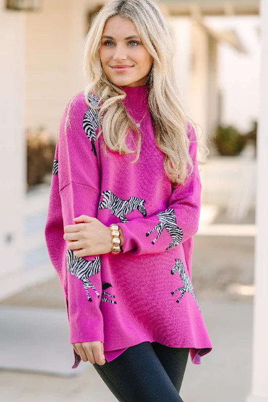 Quick Decision Fuchsia Pink Zebra Sweater