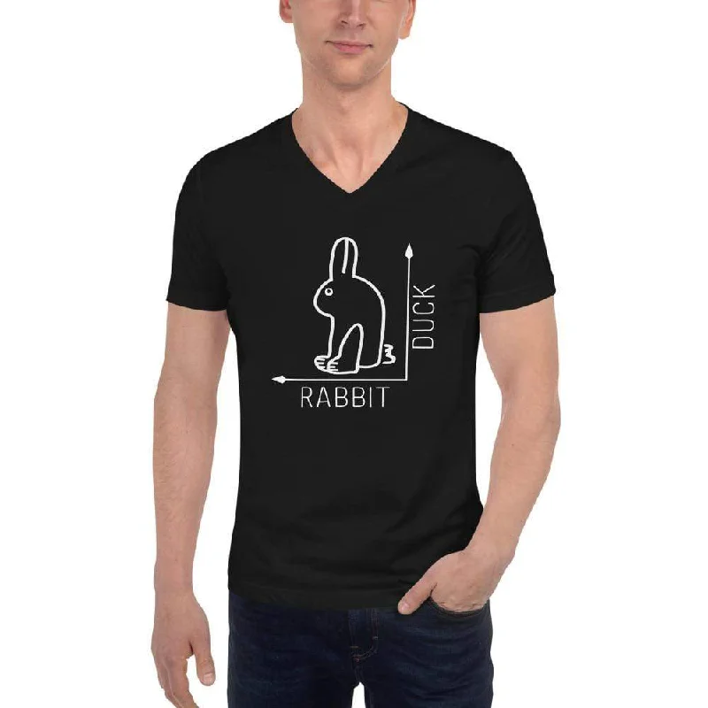 Moisture - Wicking Women T Shirt for Active LifestylesRabbit-Duck Illusion - Rabbit Edition - Unisex V-Neck T-Shirt Moisture - Wicking Women T Shirt for Active LifestylesRabbit-Duck Illusion - Rabbit Edition - Unisex V-Neck T-Shirt