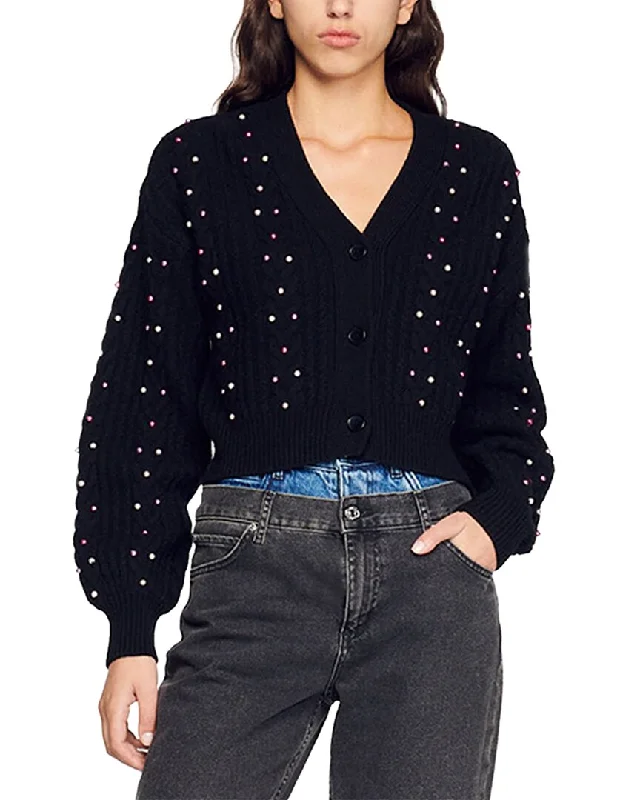 Plus Size Women's Asymmetric Hem Sweater Dresses in Modern DesignsSandro Wool Cardigan Plus Size Women's Asymmetric Hem Sweater Dresses in Modern DesignsSandro Wool Cardigan