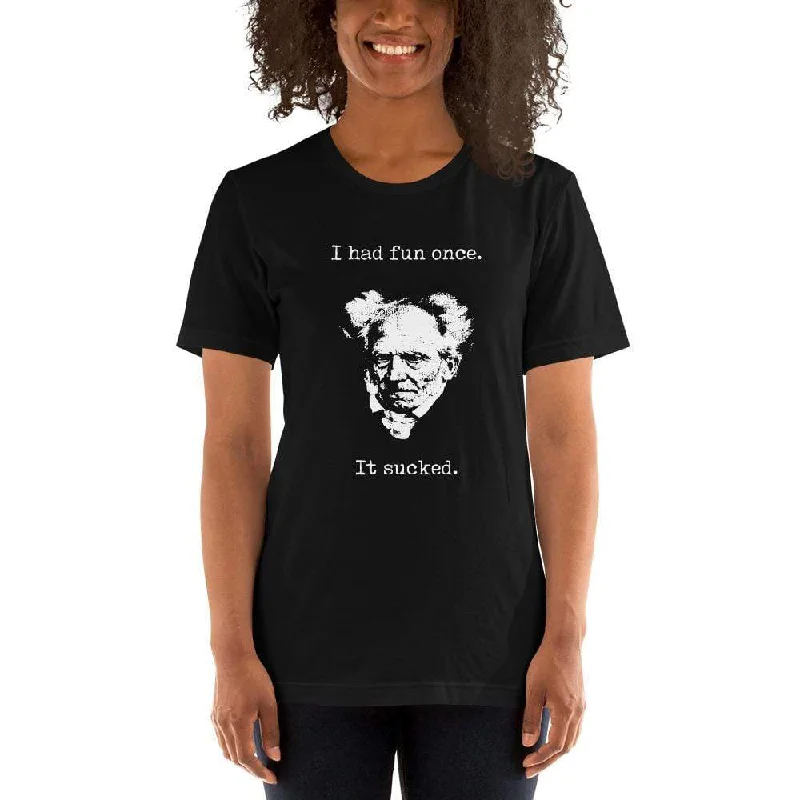 Striped Women T Shirt in a Classic PatternSchopenhauer - I Had Fun Once - It Sucked - Basic T-Shirt Striped Women T Shirt in a Classic PatternSchopenhauer - I Had Fun Once - It Sucked - Basic T-Shirt