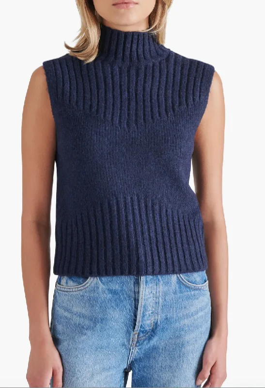 Sleeveless Women's Silk - Trimmed Sweaters for SummerSerin Sweater in Midnight