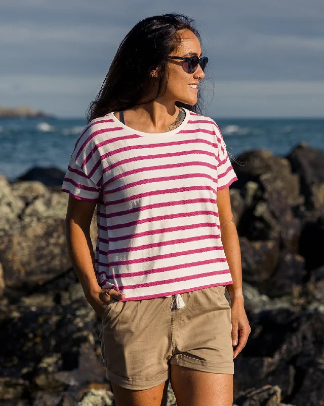 Sequined Women T Shirt for a Sparkly Night OutSkye Stripe T-Shirt - Fuchsia