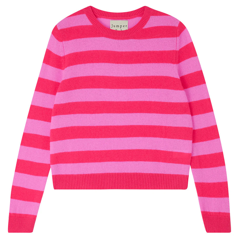 Plus Size Women's Sequined Sweaters for Special OccasionsStripe Crew Sweater in Watermelon/Peony Plus Size Women's Sequined Sweaters for Special OccasionsStripe Crew Sweater in Watermelon/Peony