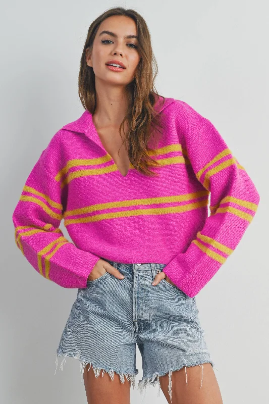 Tie - Front Women's Lambswool Sweaters in Pastel HuesStripe Cropped Sweater Top