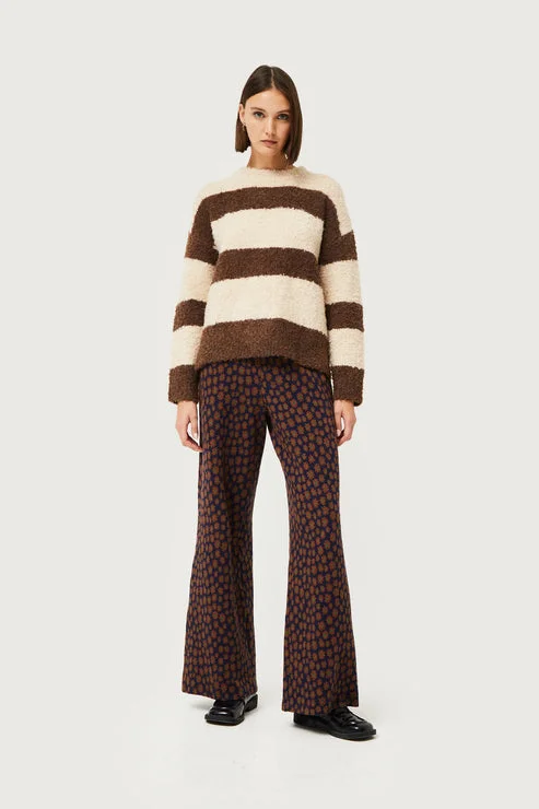 Women's Long Sleeve Turtleneck Cashmere SweatersStriped Fluffy Knit Sweater in Brown/Off-White Women's Long Sleeve Turtleneck Cashmere SweatersStriped Fluffy Knit Sweater in Brown/Off-White