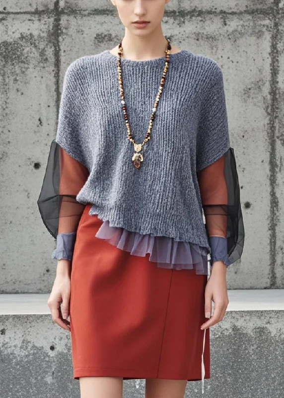Wrap - Style Women's Lambswool Sweater Dresses in Elegant ShadesStyle Grey Asymmetrical Patchwork Tulle Sweaters Fall Wrap - Style Women's Lambswool Sweater Dresses in Elegant ShadesStyle Grey Asymmetrical Patchwork Tulle Sweaters Fall