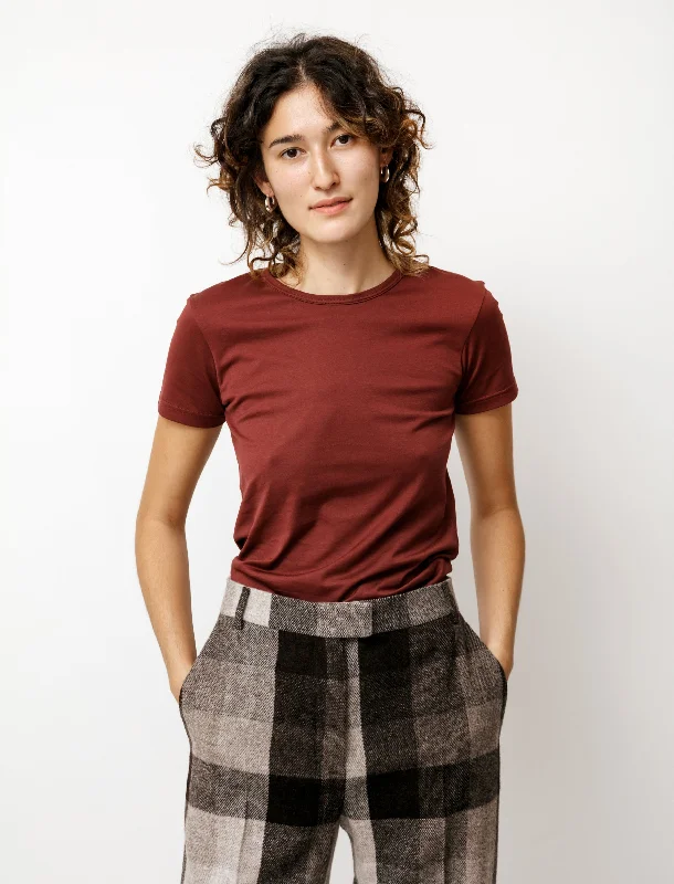 Puff Sleeve Women T Shirt for a Fashion - Forward LookCrew Neck T-Shirt Oxblood