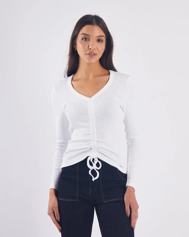 V - Neck Women T Shirt to Enhance the NecklineHeather T-Shirt Dove White