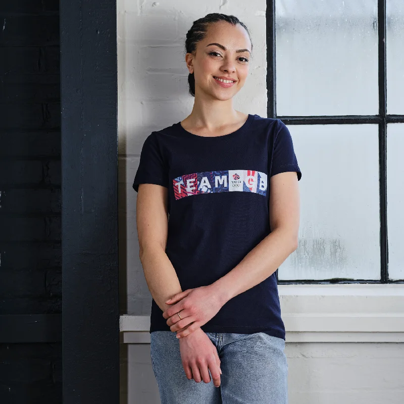 Striped Women T Shirt in a Classic PatternTeam GB Montmartre Women's Navy Printed T-Shirt Striped Women T Shirt in a Classic PatternTeam GB Montmartre Women's Navy Printed T-Shirt