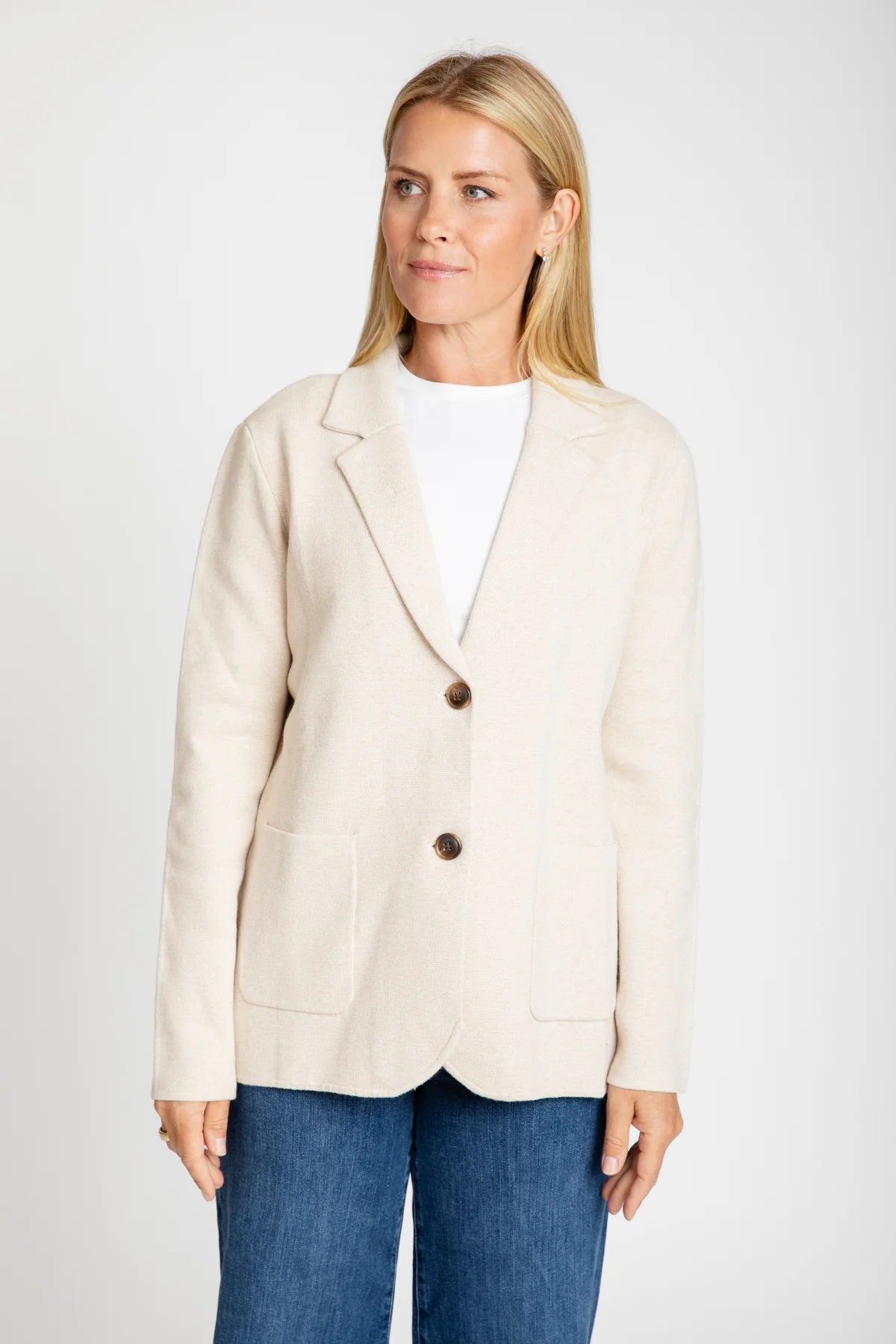 Tie - Front Women's Lambswool Sweaters in Pastel HuesThe Milly Sweater Blazer in Latte Tie - Front Women's Lambswool Sweaters in Pastel HuesThe Milly Sweater Blazer in Latte
