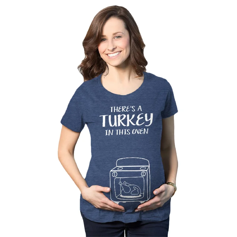 Ringer T Shirt Women with Retro - Inspired StripesTheres A Turkey In This Oven Maternity T Shirt Ringer T Shirt Women with Retro - Inspired StripesTheres A Turkey In This Oven Maternity T Shirt
