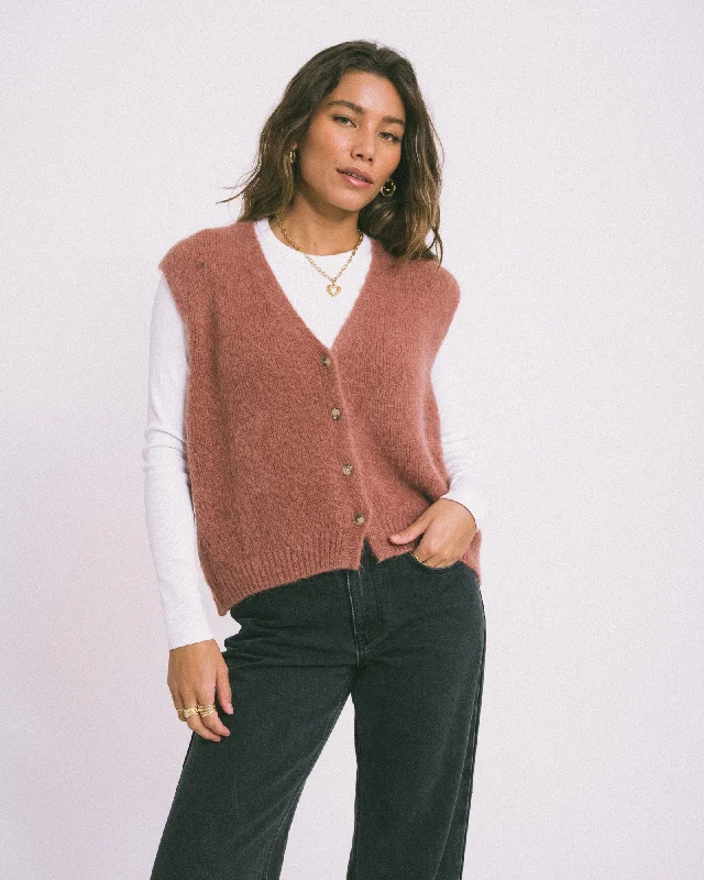 Short Sleeve Women's Cotton Blend Sweaters in Pastel ColorsTILTIL Monica Gilet Melange Rose One Size Short Sleeve Women's Cotton Blend Sweaters in Pastel ColorsTILTIL Monica Gilet Melange Rose One Size