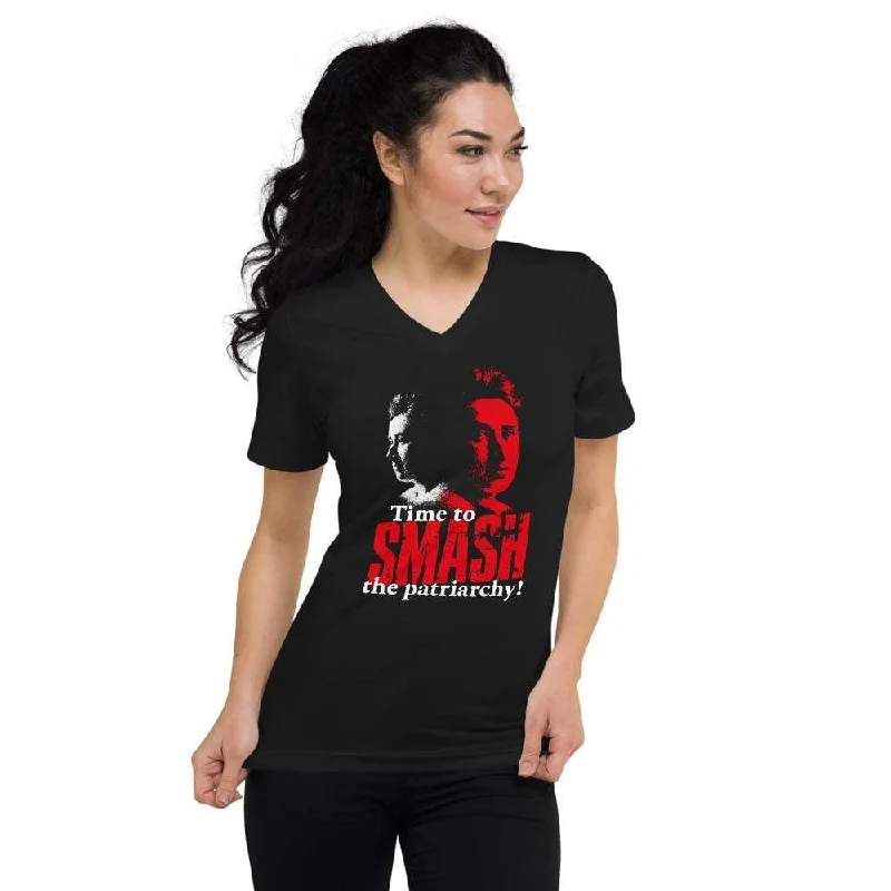 Floral Print Women T Shirt for a Feminine TouchTime to SMASH the patriarchy! by Rosa Luxemburg - Unisex V-Neck T-Shirt Floral Print Women T Shirt for a Feminine TouchTime to SMASH the patriarchy! by Rosa Luxemburg - Unisex V-Neck T-Shirt