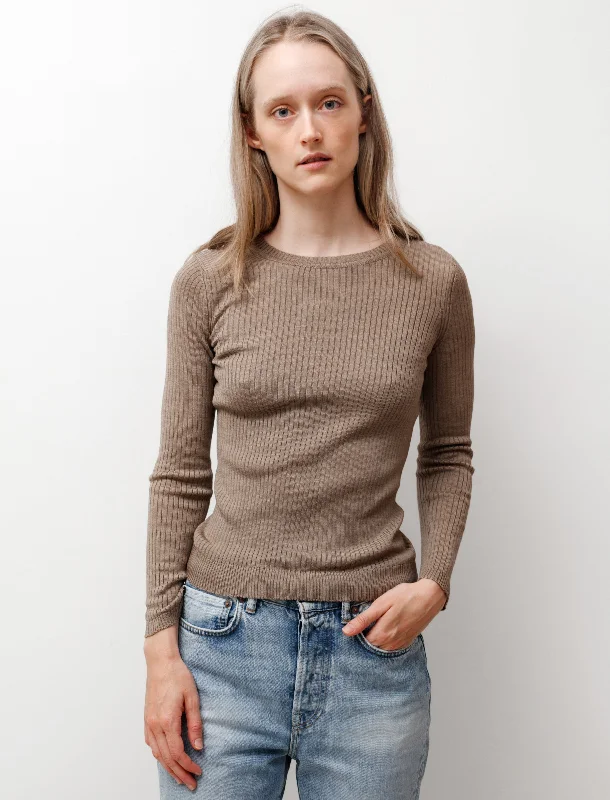 Tie - Dye Women T Shirt with a Bohemian VibeLong Sleeve Crewneck Gris