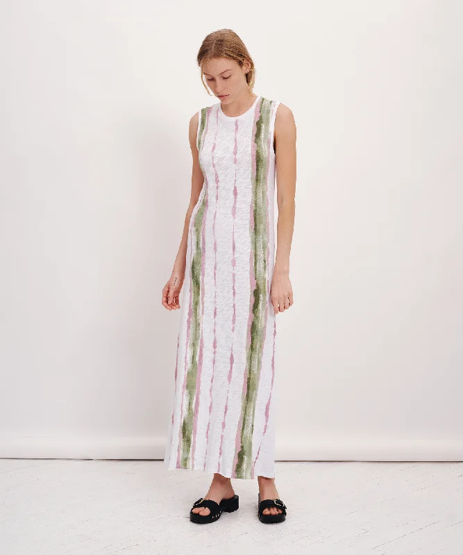 Puff Sleeve Women T Shirt for a Fashion - Forward LookSlub Jersey with Paintstroke Sleeveless Maxi Dress - White-Multi Puff Sleeve Women T Shirt for a Fashion - Forward LookSlub Jersey with Paintstroke Sleeveless Maxi Dress - White-Multi