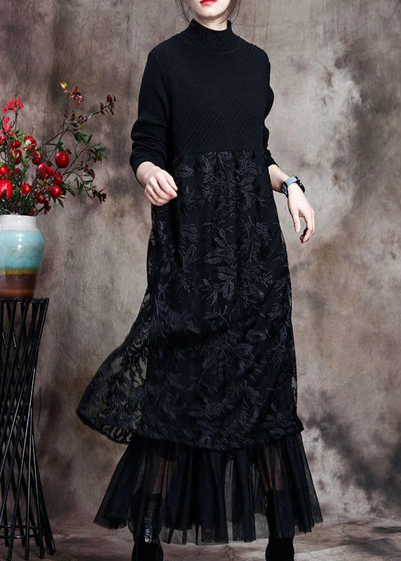 Knee - Length Women's Wool Blend Sweater Dresses in Neutral ColorsWomen Black Knit Patchwork asymmetrical design Fall Knit Dress Knee - Length Women's Wool Blend Sweater Dresses in Neutral ColorsWomen Black Knit Patchwork asymmetrical design Fall Knit Dress