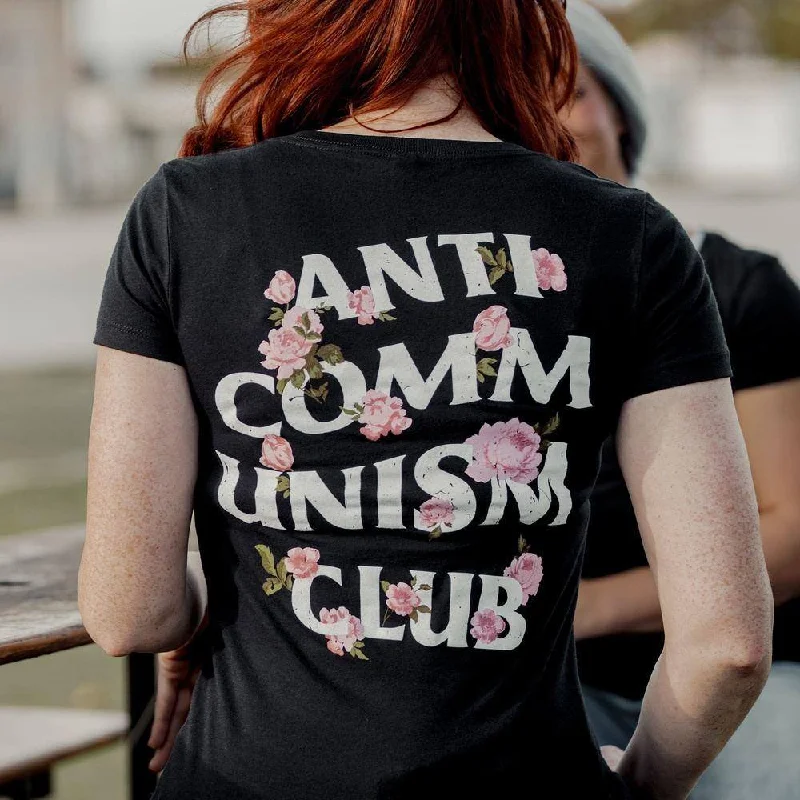 Women's Anti-Commie Club V-Neck - Black